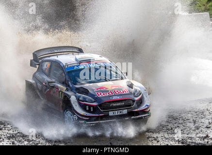 Elfyn Evans/Daniel Barritt, Ford Fiesta WRC Rally Galles GB 2018 Foto Stock