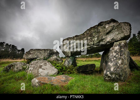 Doppia neolitico cromlech su Anglesey, Galles, Regno Unito Foto Stock