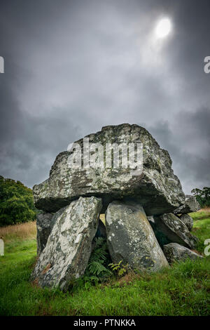 Doppia neolitico cromlech su Anglesey, Galles, Regno Unito Foto Stock