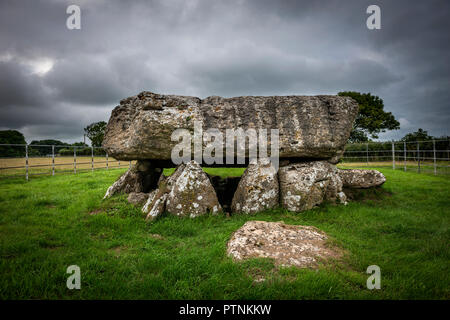 Neolitico Lligwy sepoltura camera su Anglesey, Galles, Regno Unito Foto Stock