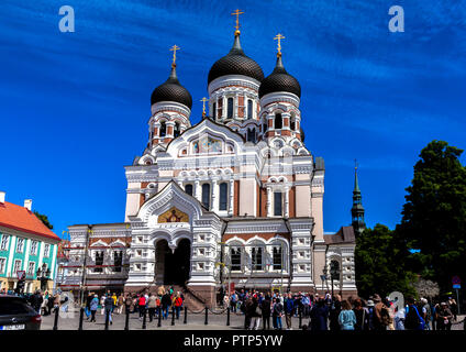 La Cattedrale Alexander Nevsky di Tallinn più grande e il più imponente cupola ortodossa cattedrale nella città vecchia di Tallinn Estonia Foto Stock