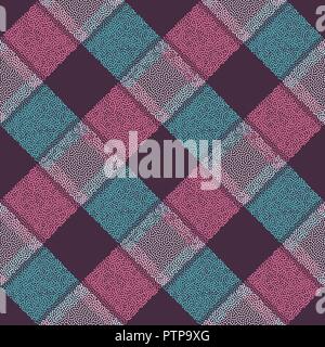 Reticolo punteggiata vector seamless pattern. Punti astratto strisce dello sfondo. Cella scozzese texture moderna per la superficie di progettazione, tessili, carta da imballaggio, wa Illustrazione Vettoriale