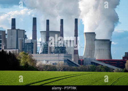Impressione della Coal Fired power plant Tagebau Hambach, un grande open-pit miniera di carbone in Niederzier e Elsdorf (Renania Settentrionale Vestfalia), azionato da R Foto Stock