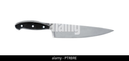 Acciaio inox COLTELLO DA CUCINA, isolato su bianco Foto Stock