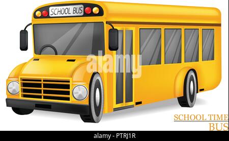 Scuola bus vettore realistiche. Dettagliate in 3d veicolo mock up Illustrazione Vettoriale