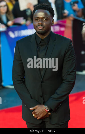 Londra, Regno Unito. Il 10 ottobre 2018. Daniel Kaluuya assiste la Comunità premiere del film di "vedove a Cineworld, Leicester Square durante la sessantaduesima BFI London Film Festival apertura notturna di Gala. Credito: Wiktor Szymanowicz/Alamy Live News Foto Stock