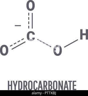 Molecola di bicarbonato. Composto chimico con la formula chimica HCO3 Illustrazione Vettoriale