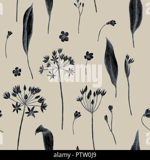 Vector seamless pattern di aglio selvatico. Disegnato a mano illustrazione vettoriale Illustrazione Vettoriale