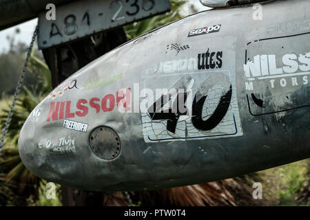 Vecchio bombardiere Canberra al Willowbank Foto Stock