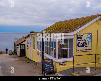 Britains più meridionale cafe a Lizard Point in Cornwall - CORNWALL / Inghilterra - Agosto 12, 2018 Foto Stock