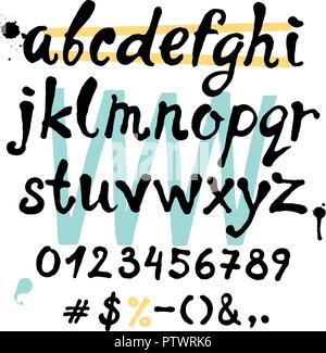 Manoscritte vettore trendy alfabeto. Disegno calligrafica lettere scritte da art brush. Le lettere minuscole dell'alfabeto Illustrazione Vettoriale