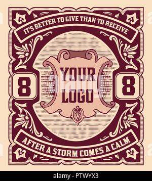 Qualità Premium card. Ornamenti barocchi e dettagli floreali Illustrazione Vettoriale