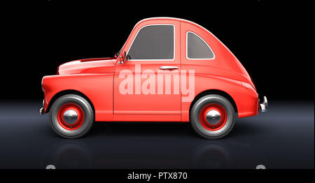 Red cartoon auto su sfondo nero. 3D illustrazione Foto Stock