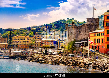 Riviera italiana paesaggio castello di Santa Margherita Ligure in Italia Foto Stock