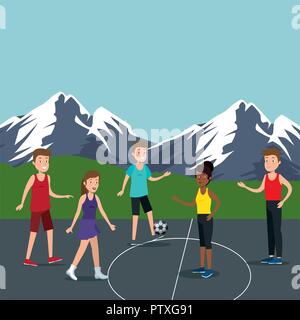 Gruppo di atleti praticare dello sport Illustrazione Vettoriale