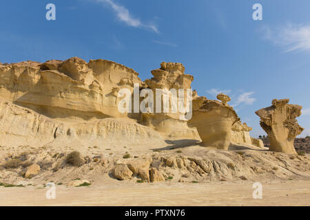 Bolnuevo roccia arenaria sculture attrazione turistica vicino a Mazarron Mazarrón Spagna Foto Stock