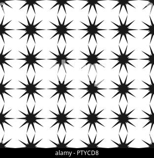 Vector seamless pattern. Bianco e nero geometrica ripetizione di modello a stella Illustrazione Vettoriale