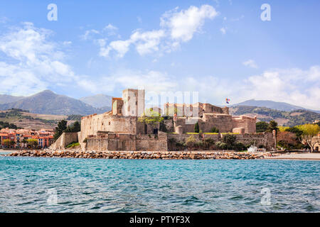 Royal Chateau, Collioure, Languedoc-Roussillon, Pyrenees-Orientales, Francia. Foto Stock