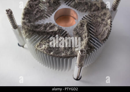 Polveroso lo scambiatore di calore scambiatore di calore su sfondo bianco Foto Stock