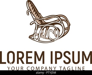 La sedia a dondolo logo disegnati a mano il concept design template Illustrazione Vettoriale