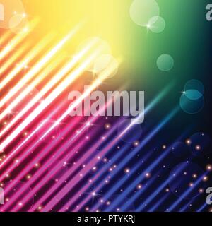 Luce con bokeh sfondo con colore arcobaleno Illustrazione Vettoriale