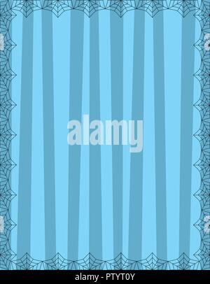 Striped sfondo blu con graziosi strisce verticali incorniciati con spider ragnatela. Sfondo vettoriale, Halloween invito, banner, poster o un biglietto di auguri Illustrazione Vettoriale