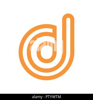 Lettera personalizzata D striscia arrotondata Bold simbolo Vector Graphic Logo Design Illustrazione Vettoriale