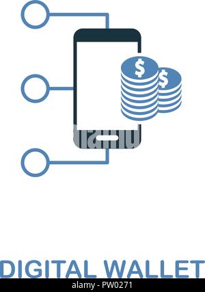 Digital Wallet icona creativa in due colori design. Pixel simboli perfetta dalla finanza personale collezione. UX e UI. Illustrazione Di Digital wallet i Illustrazione Vettoriale