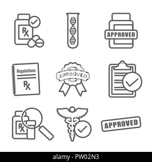 La prova della droga e sicurezza Imposta icona vettore grafico w bordi arrotondati Illustrazione Vettoriale