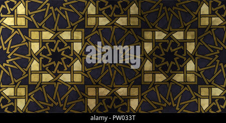 Background design basato su tradizionali orientali di motivi grafici. Islamic motivo decorativo con golden tessitura artistica. Arabian mosaico etnico con in Foto Stock