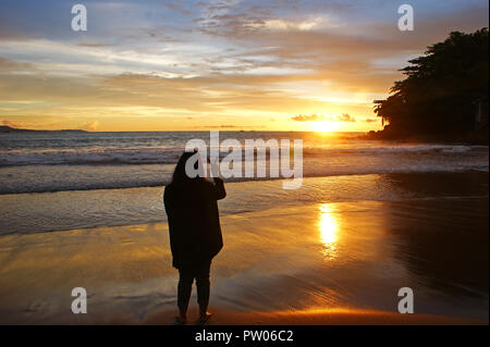 Sunser Pelabuhan Ratu Beach, Sukabumi, West Java, Indonesia Foto Stock