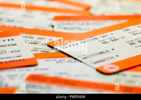 British Railways ticket con gli altri. Biglietto principale è standard in qualsiasi momento giorno ritorno, Whitstable a sandwich. Foto Stock