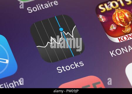 London, Regno Unito - 11 Ottobre 2018: screenshot degli Apple mobile app stock. Foto Stock