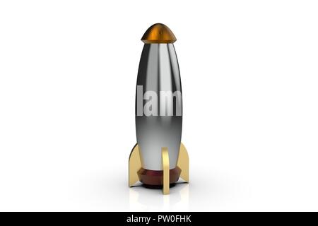 Razzo nave spaziale 3D rendering isolato su bianco. Foto Stock