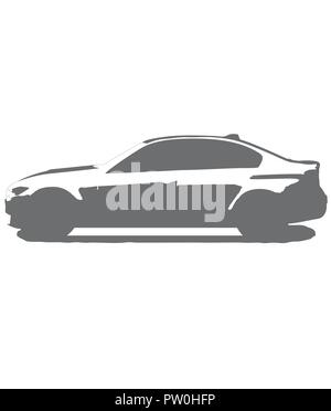 Bmw m3 logo, isolato in bianco e nero il vettore racecar Illustrazione Vettoriale