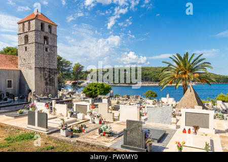 Cimitero vicino a Jelsa, Hvar, Croazia, Europa Foto Stock