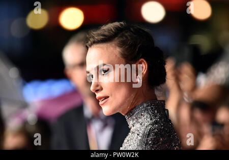 Keira Knightley frequentando il Colette UK Premiere come parte del BFI London Film Festival presso il Cineworld Leicester Square, Londra. Foto Stock