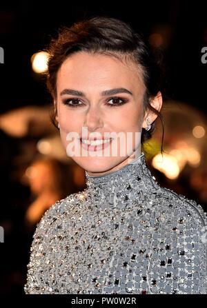 Keira Knightley frequentando il Colette UK Premiere come parte del BFI London Film Festival presso il Cineworld Leicester Square, Londra. Foto Stock