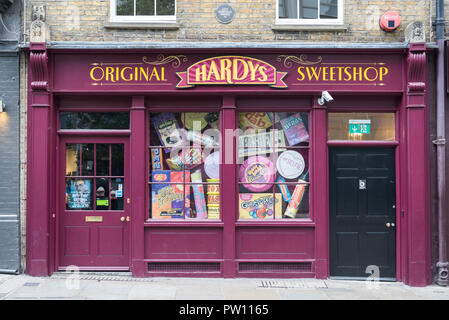 Hardys Sweetshop originale in Brushfield Street, Spitalfields, London, England, Regno Unito Foto Stock