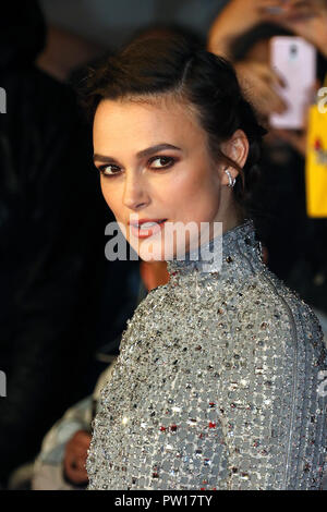 Londra, Regno Unito. 11 ott 2018. Keira Knightley, Colette - UK Premiere, BFI London Film Festival Patroni Gala, Leicester Square, Londra, UK, 11 ottobre 2018, Foto di Richard Goldschmidt Credito: ricca di oro/Alamy Live News Foto Stock