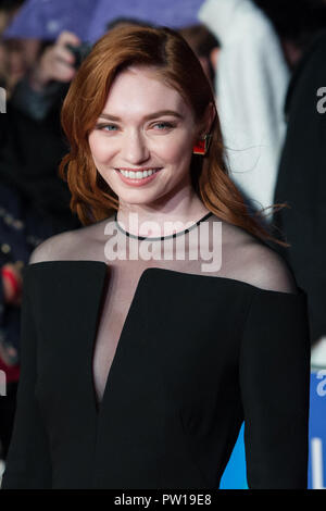 Londra, Regno Unito. 11 ottobre 2018. Eleanor Tomlinson assiste la UK film premiere di 'Colette' a Cineworld, Leicester Square durante la sessantaduesima London Film Festival BFI Patroni di Gala. Credito: Wiktor Szymanowicz/Alamy Live News Foto Stock