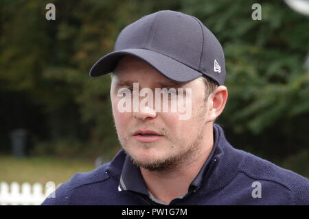 Walton Heath Golf Club, 12 ottobre, 2018. Eddie Perrell ritratto post round il secondo giorno al SkySports British Masters golf championship ospitato da Justin Rose Credito: Motofoto/Alamy Live News Foto Stock