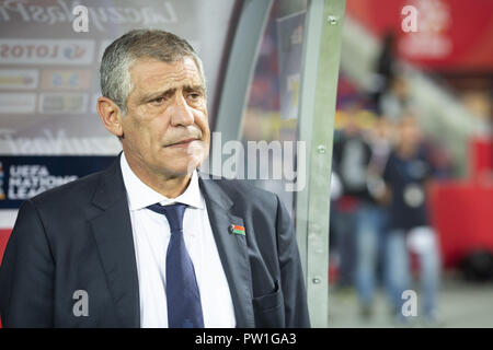 Katowice in Polonia. Undicesimo oct, 2018. Il Portogallo autobus, Fernando Santos durante il confronto tra la Polonia e il Portogallo per la UEFA lega delle nazioni, a Slaski Stadium, in ChorzÃ³w, Polonia.Punteggio finale: Polonia 2-3 Portogallo Credito: Diogo Baptista/SOPA Immagini/ZUMA filo/Alamy Live News Foto Stock