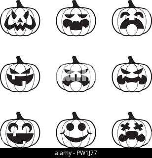 Zucche di Halloween - i volti Illustrazione Vettoriale