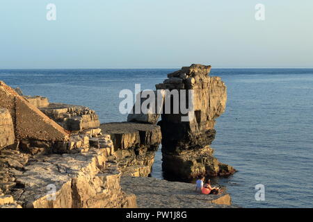 Portland Bill pulpito Rock, Portland, Dorset, Inghilterra Foto Stock