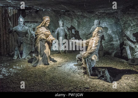 Sculture di sale le miniere di sale di Wieliczka, Krokow Polonia Foto Stock