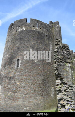 Caephilly medievale torre di castello Foto Stock