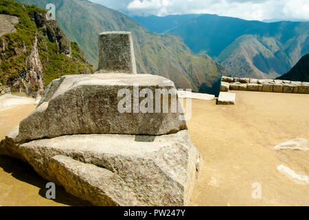 Intihuatana altare - Machu Picchu - Perù Foto Stock