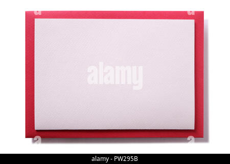 Plain bianco Natale carta bordo rosso Foto Stock