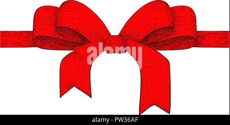Red Ribbon bow. Mano bozzetto Illustrazione Vettoriale